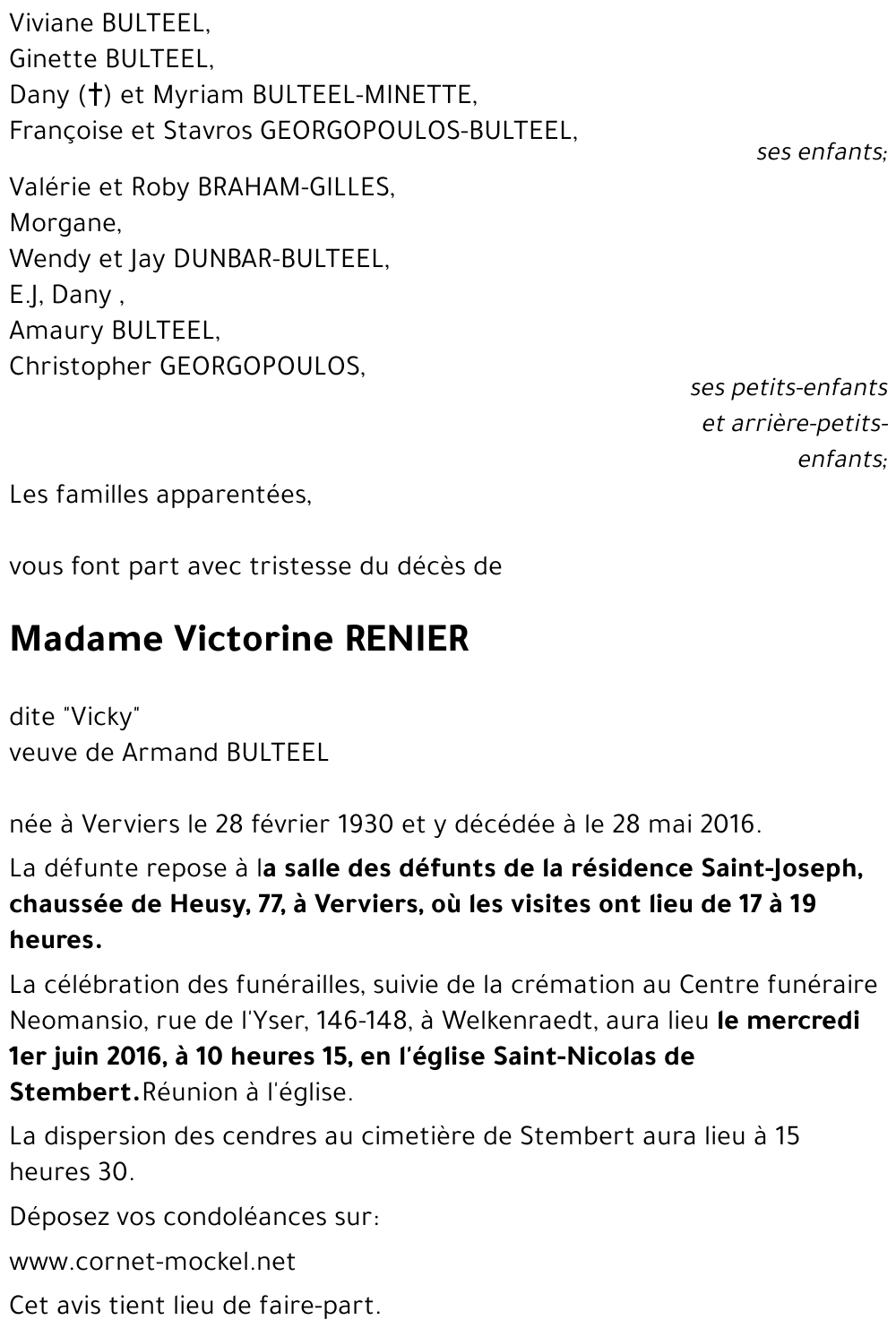 Victorine RENIER