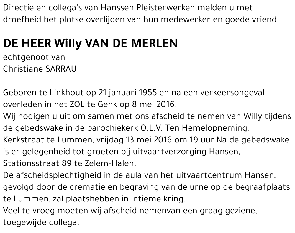 Willy VAN DE MERLEN