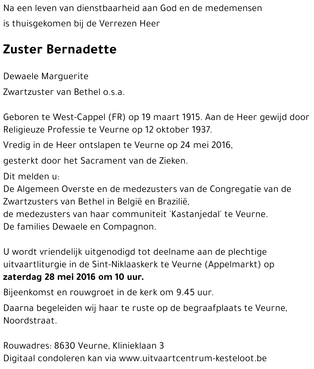 Zuster Bernadette