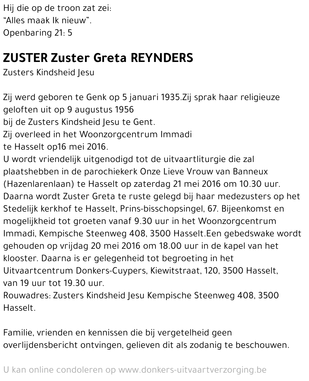 Zuster Greta Reynders