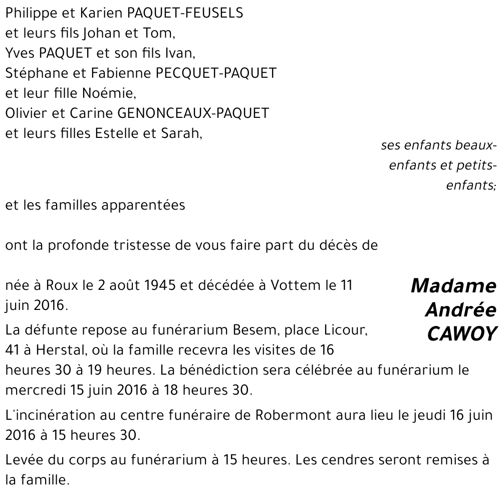 Andrée CAWOY