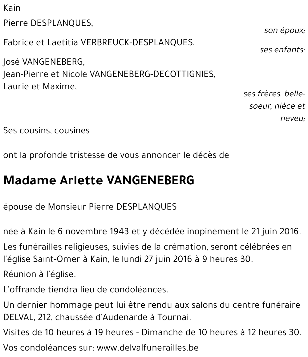 Arlette VANGENEBERG