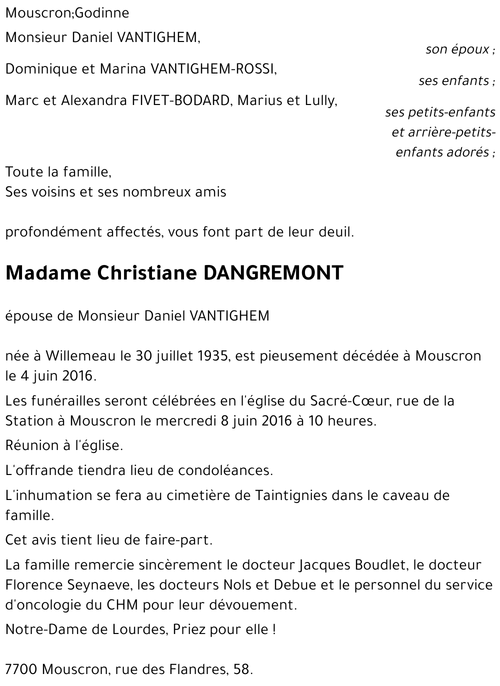 Christiane DANGREMONT