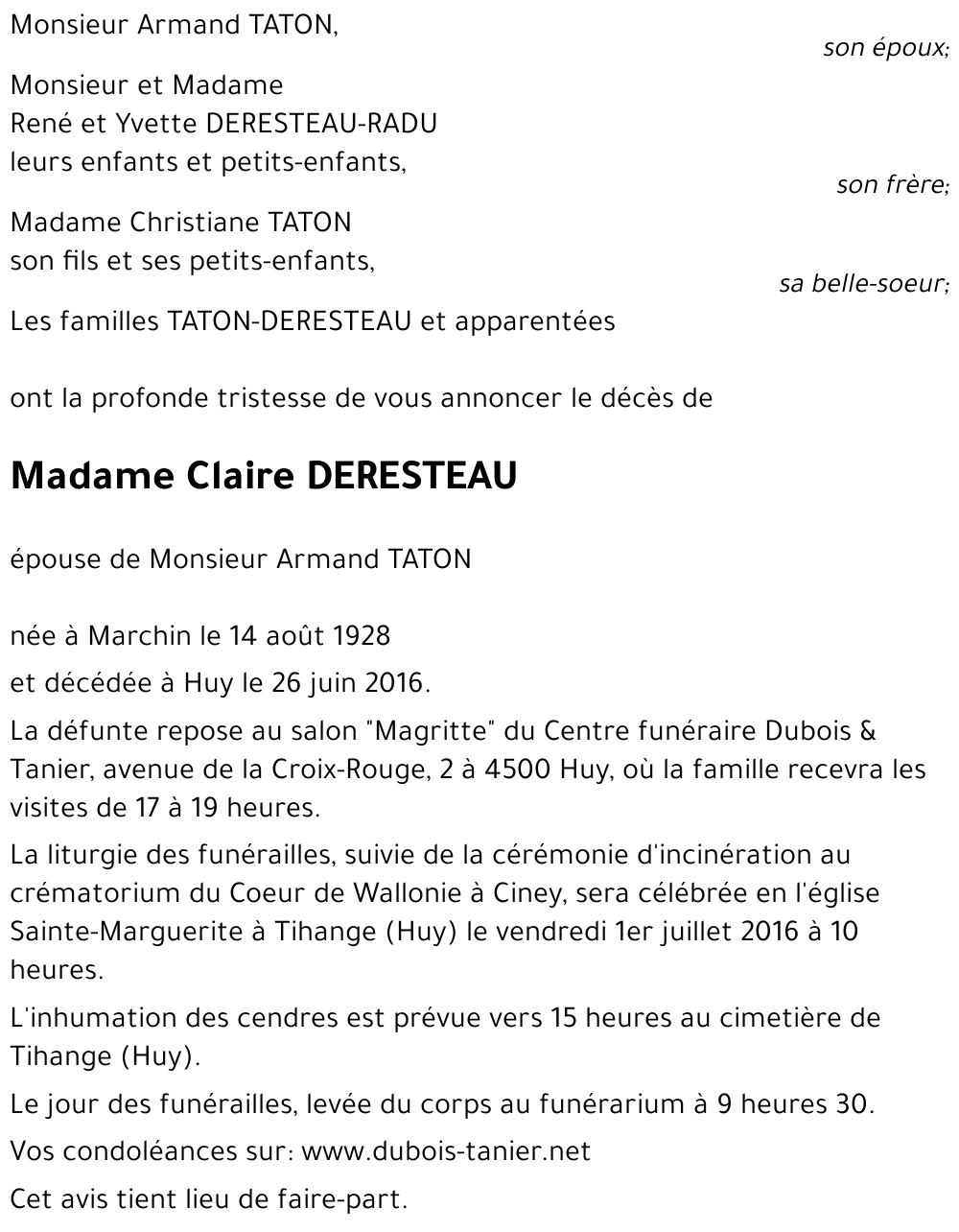 Claire DERESTEAU