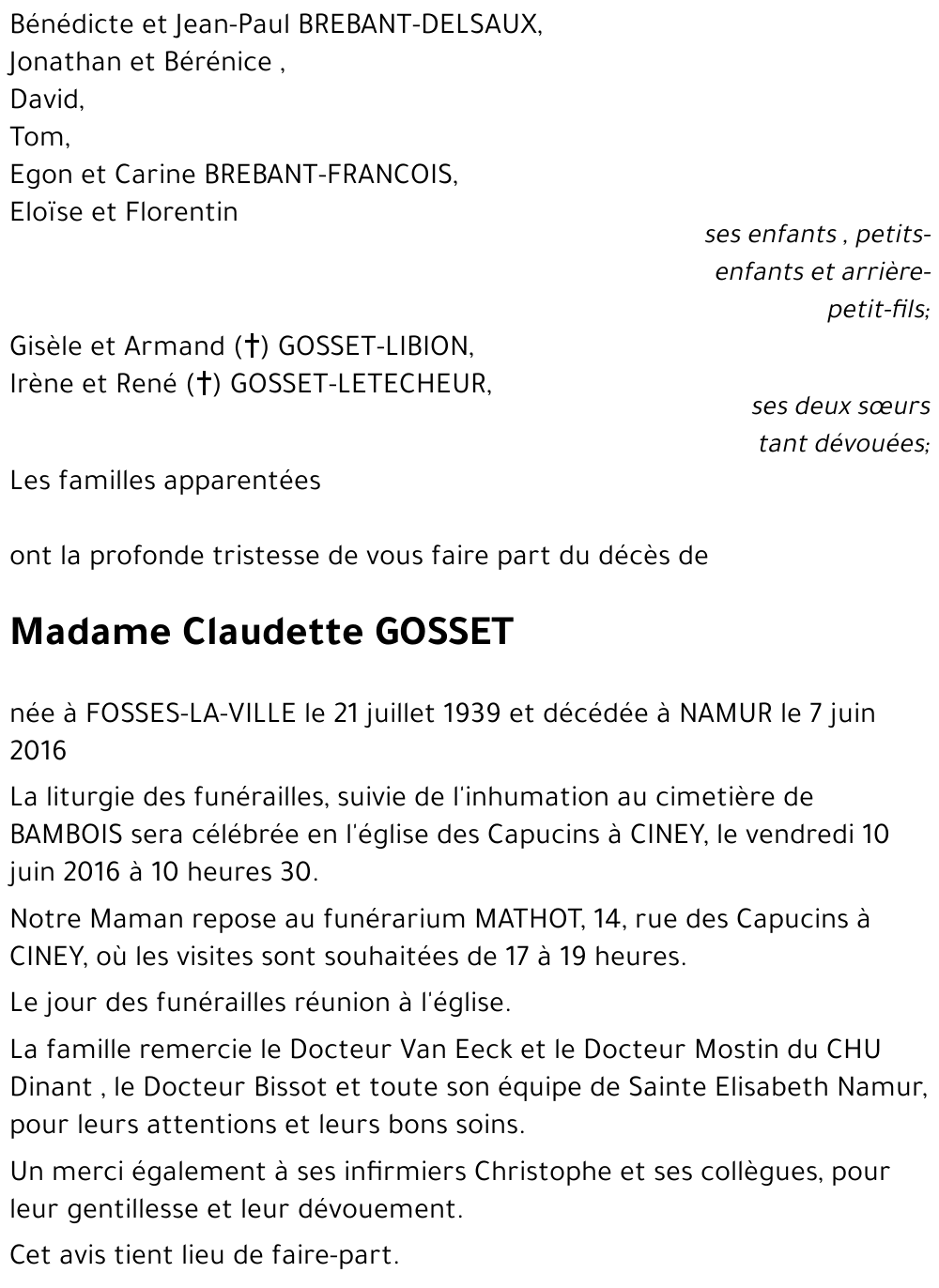 Claudette GOSSET