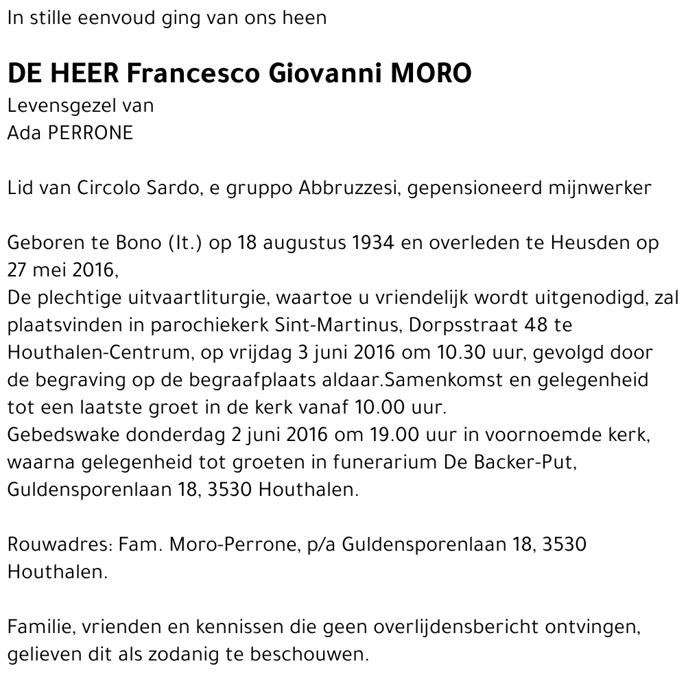 Francesco Giovanni MORO