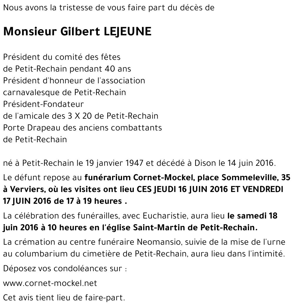Gilbert LEJEUNE