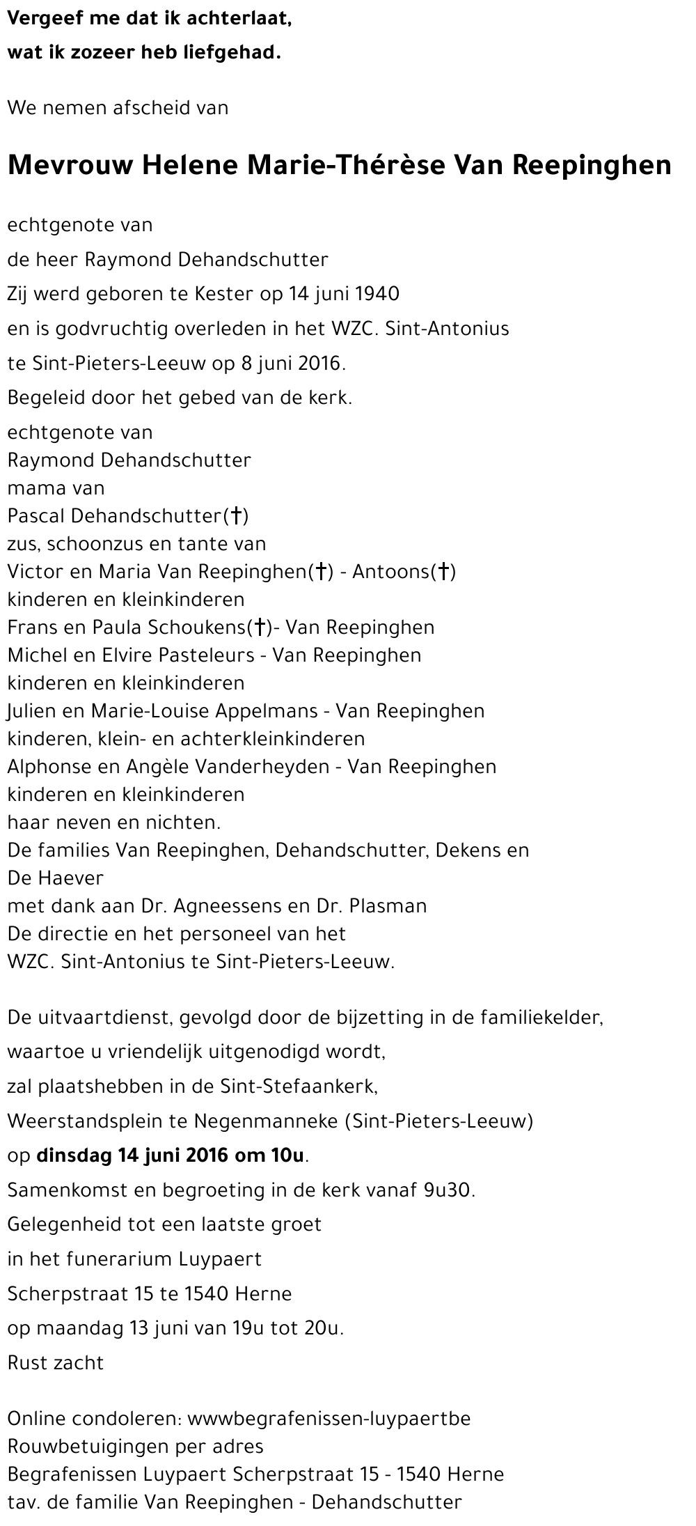 Helene Marie-Thérèse Van Reepinghen