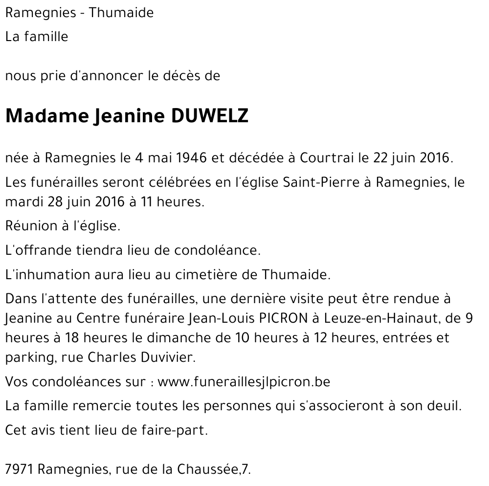 Jeanine DUWELZ