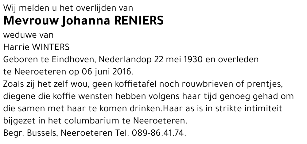 Johanna Reniers