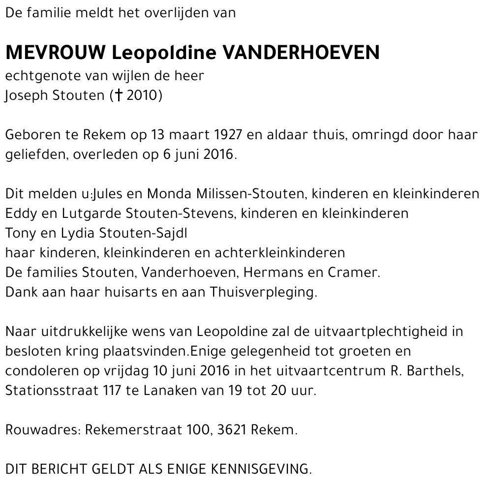 Leopoldine Vanderhoeven