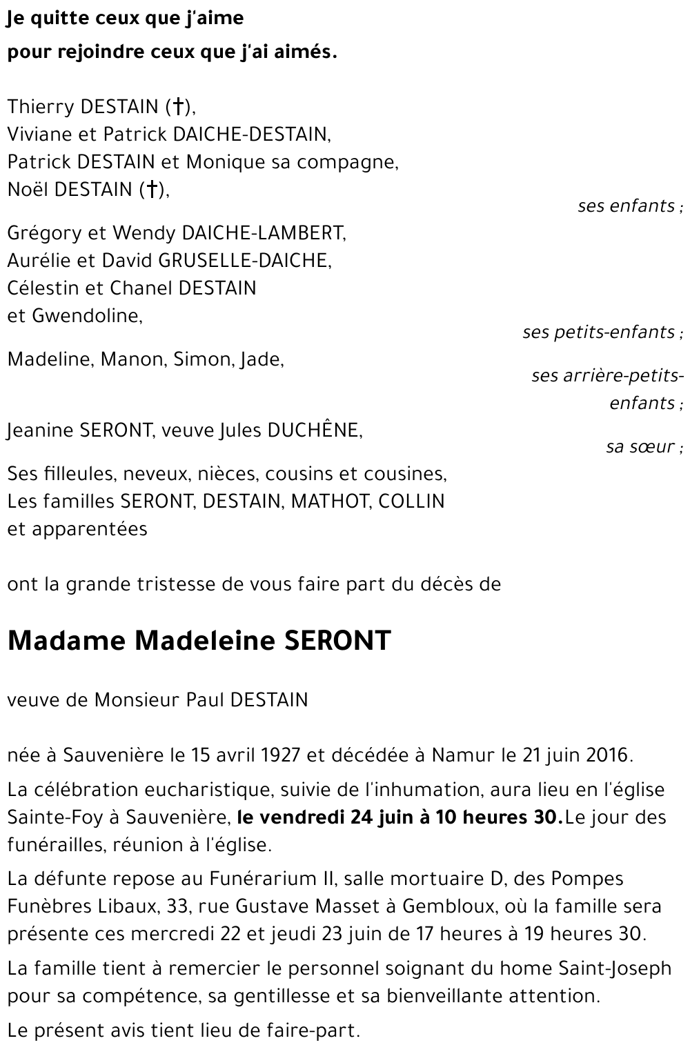 Madeleine SERONT