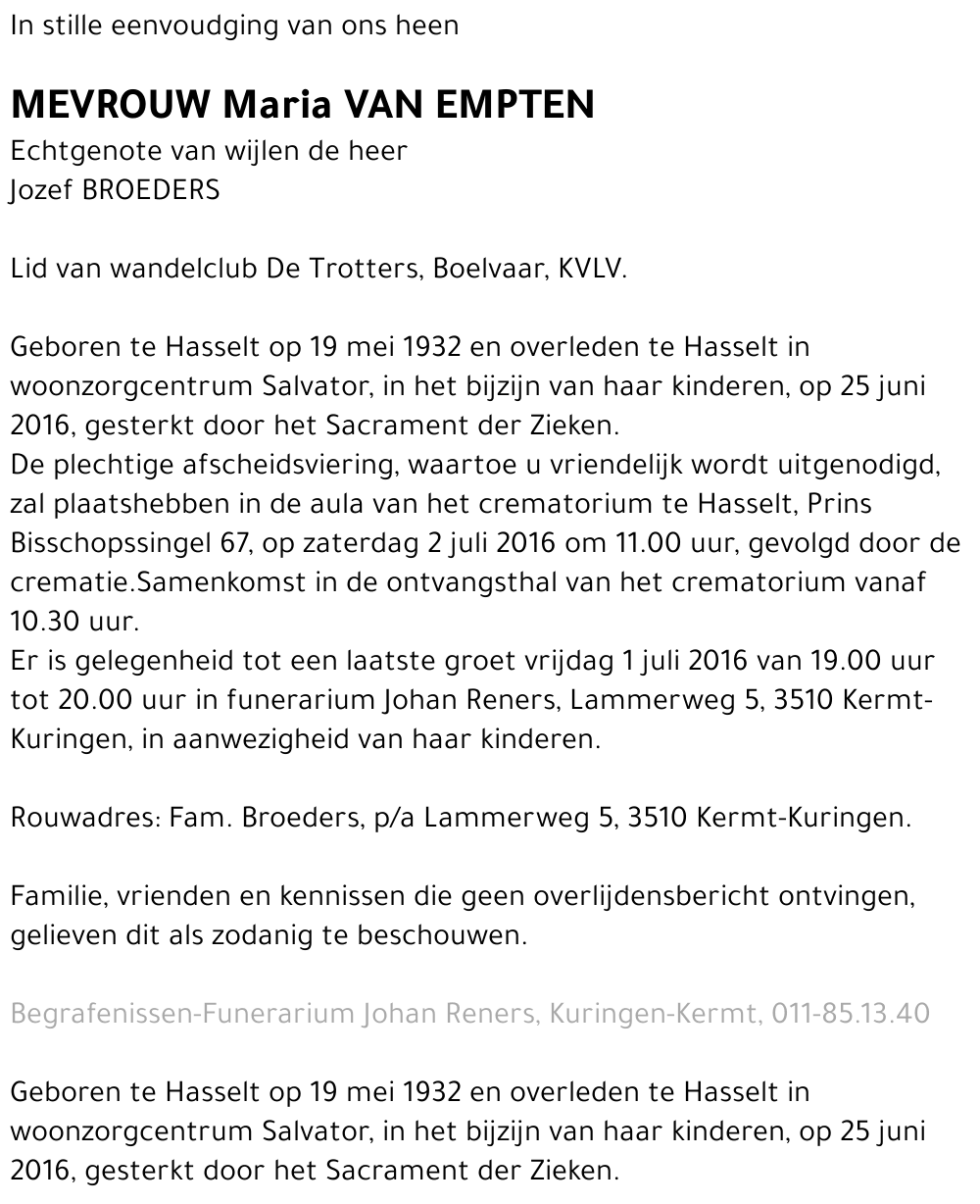 Maria VAN EMPTEN