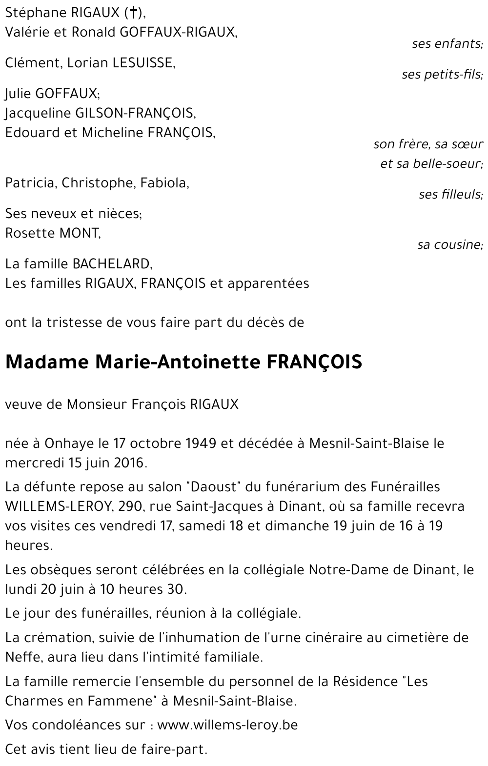 Marie-Antoinette FRANÇOIS