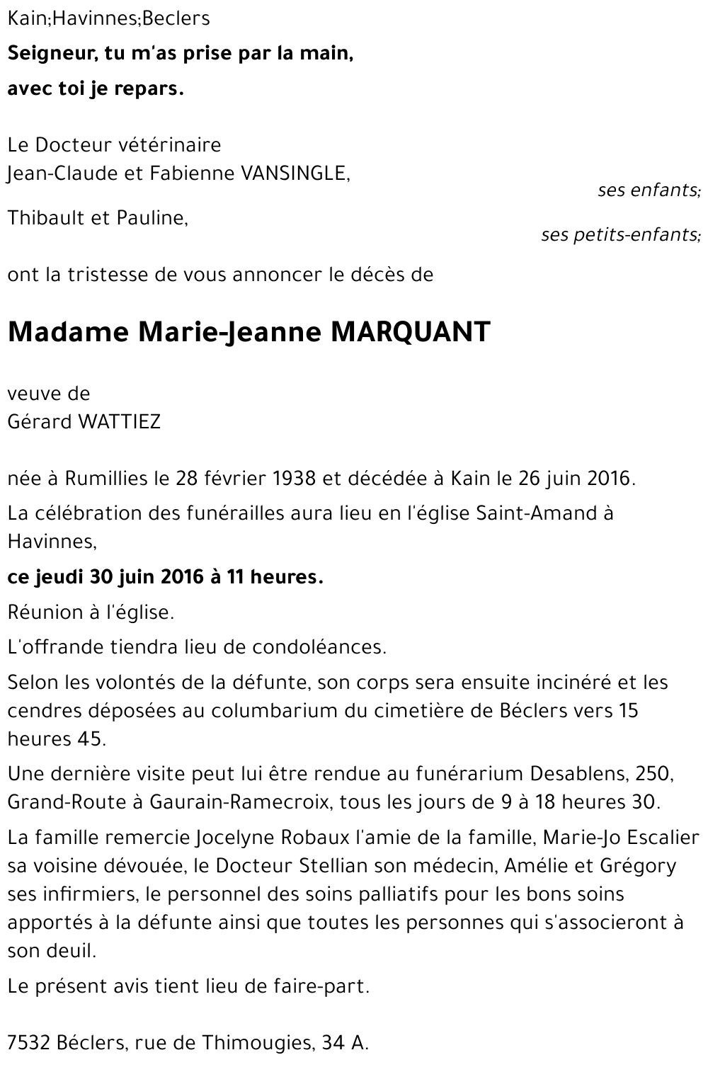 Marie-Jeanne MARQUANT