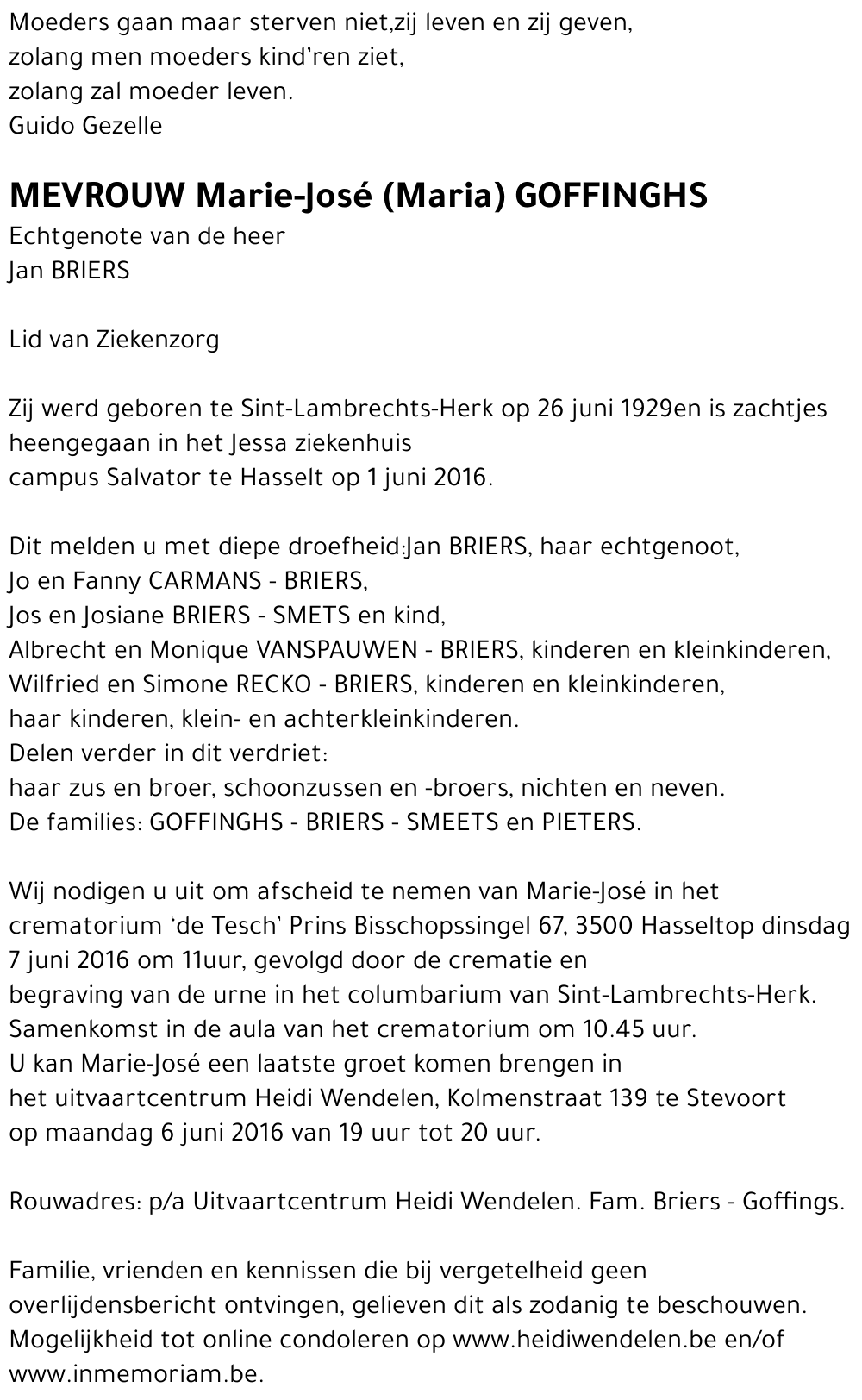 Marie-José Goffinghs