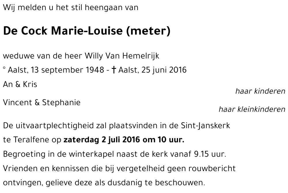 Marie-Louise De Cock