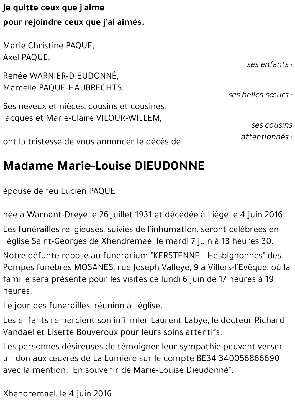 Marie-Louise DIEUDONNE
