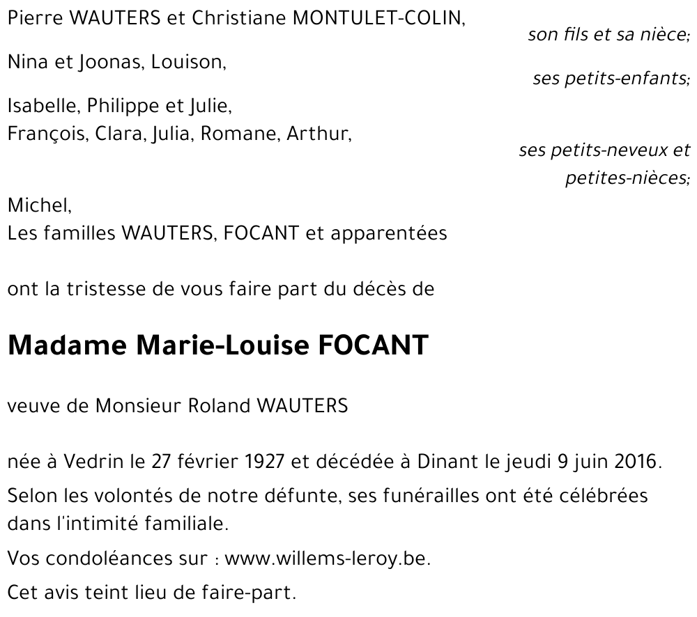 Marie-Louise FOCANT
