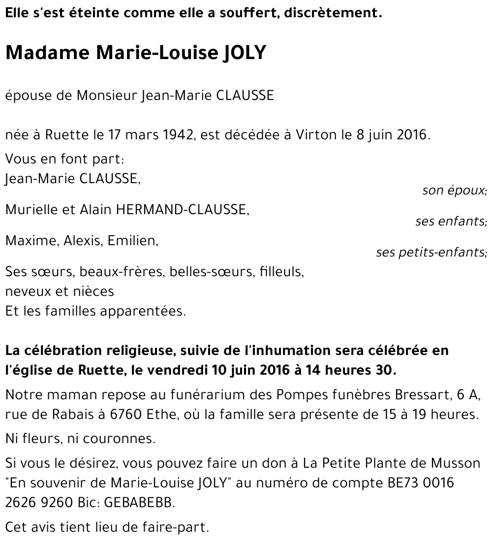 Marie-Louise JOLY 