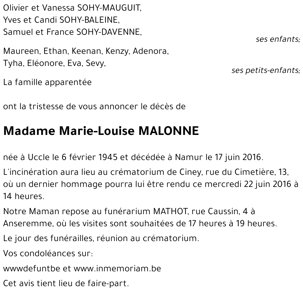 Marie-Louise MALONNE