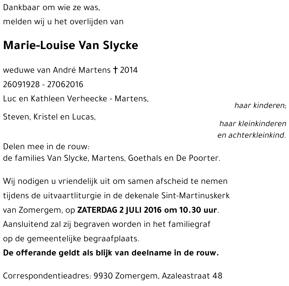 Marie-Louise Van Slycke