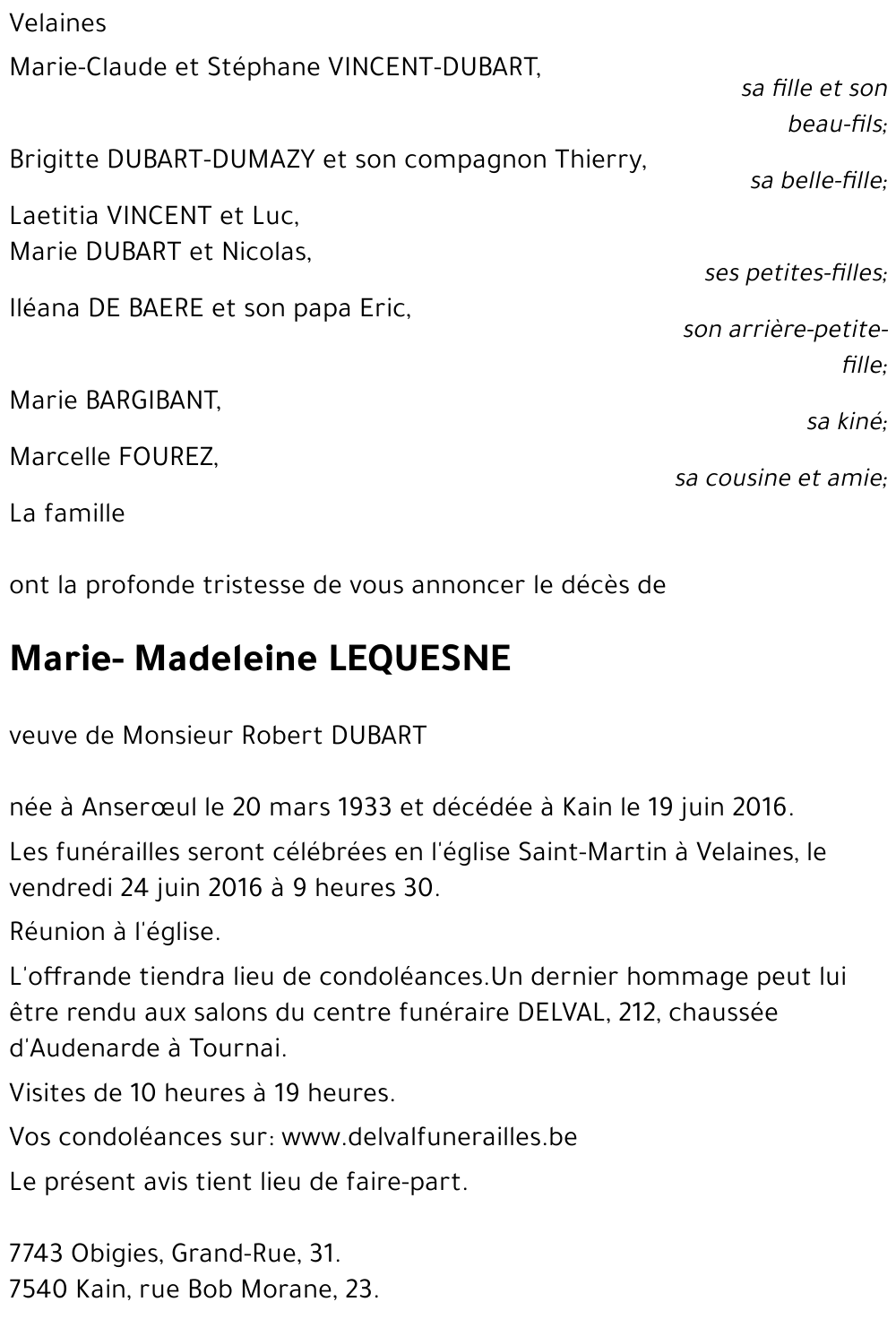 Marie-Madeleine LEQUESNE