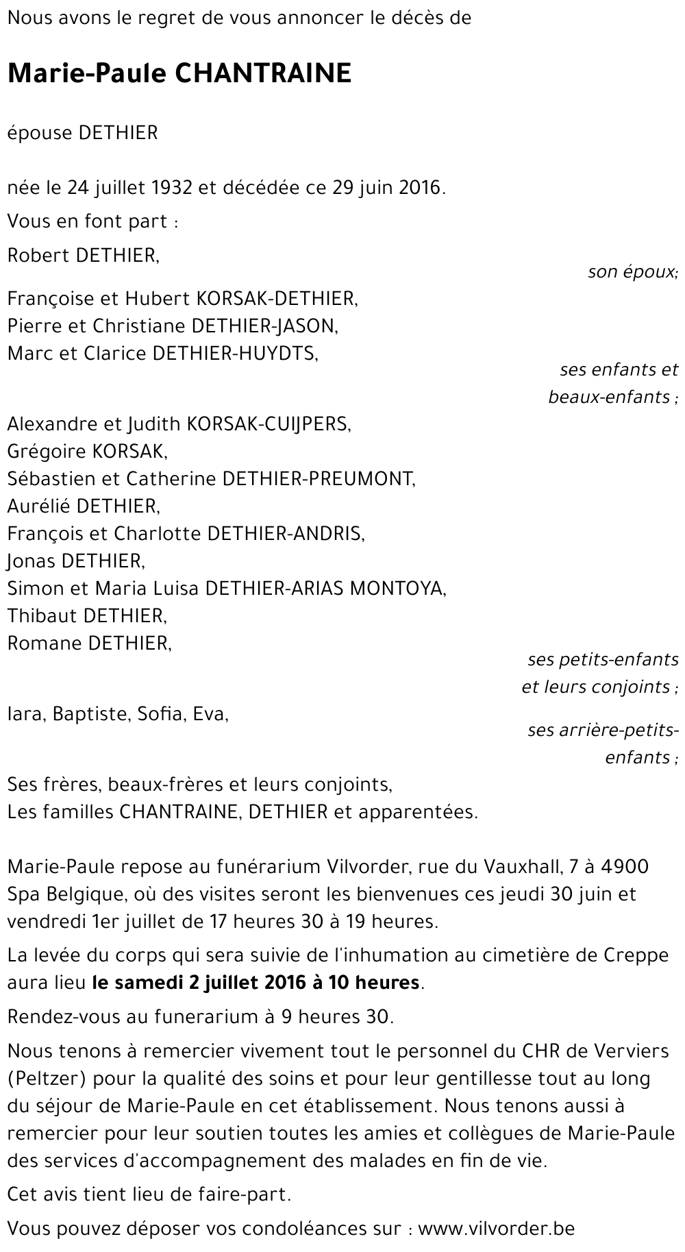 Marie-Paule CHANTRAINE