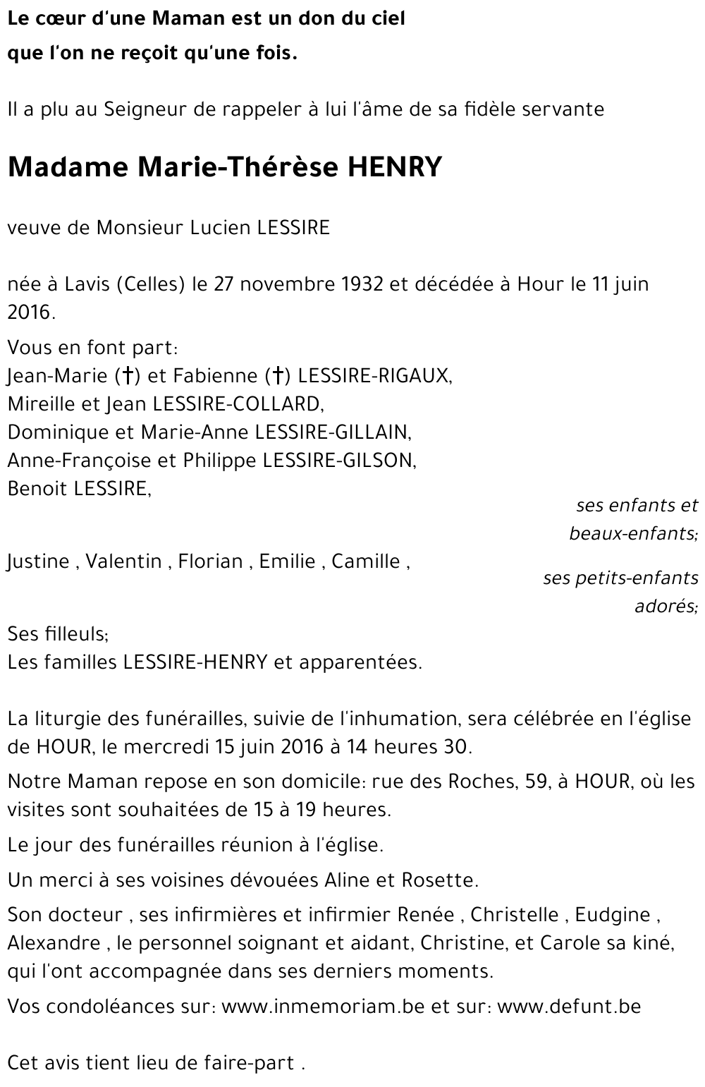 Marie-thérèse HENRY