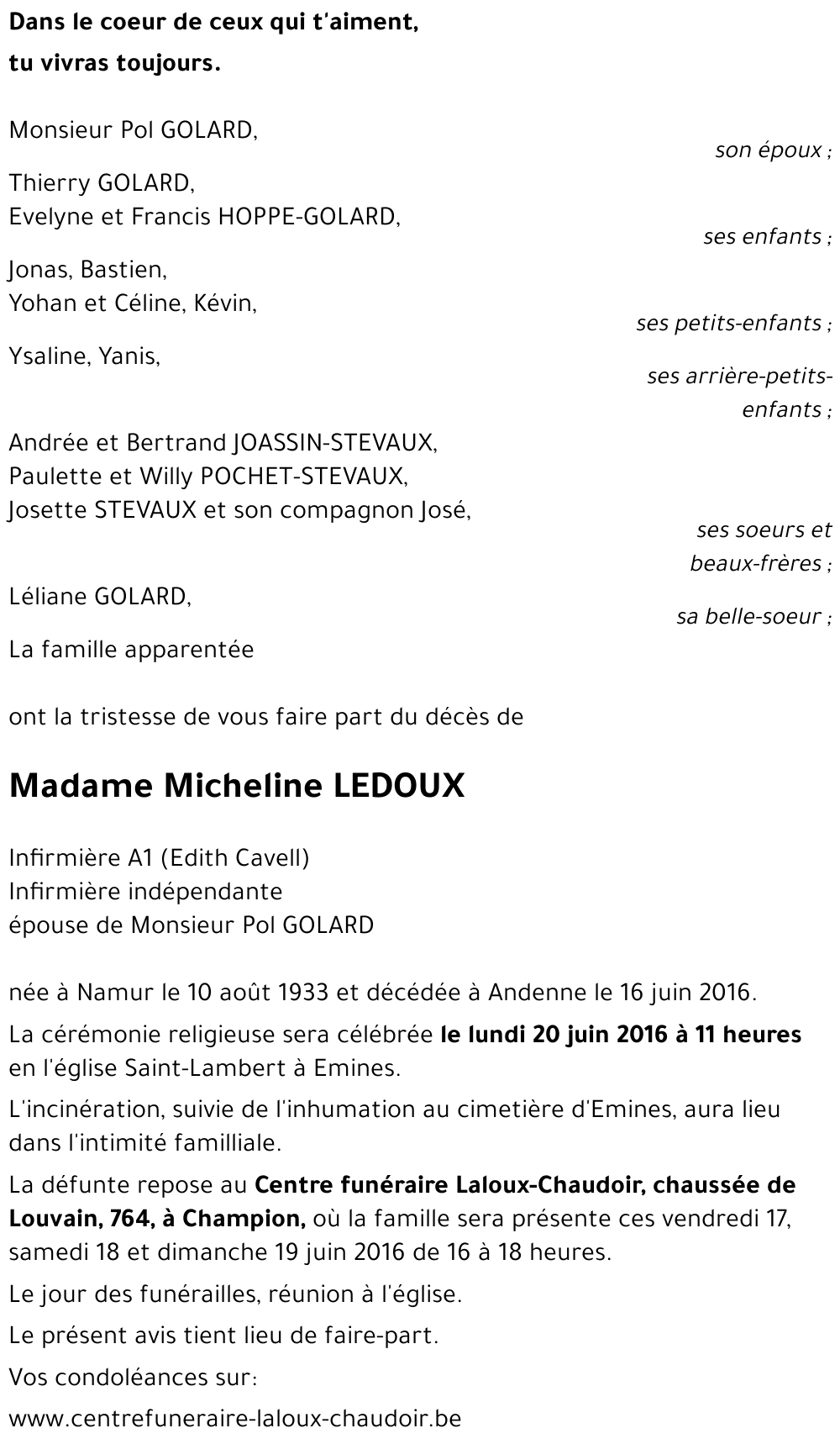 Micheline LEDOUX