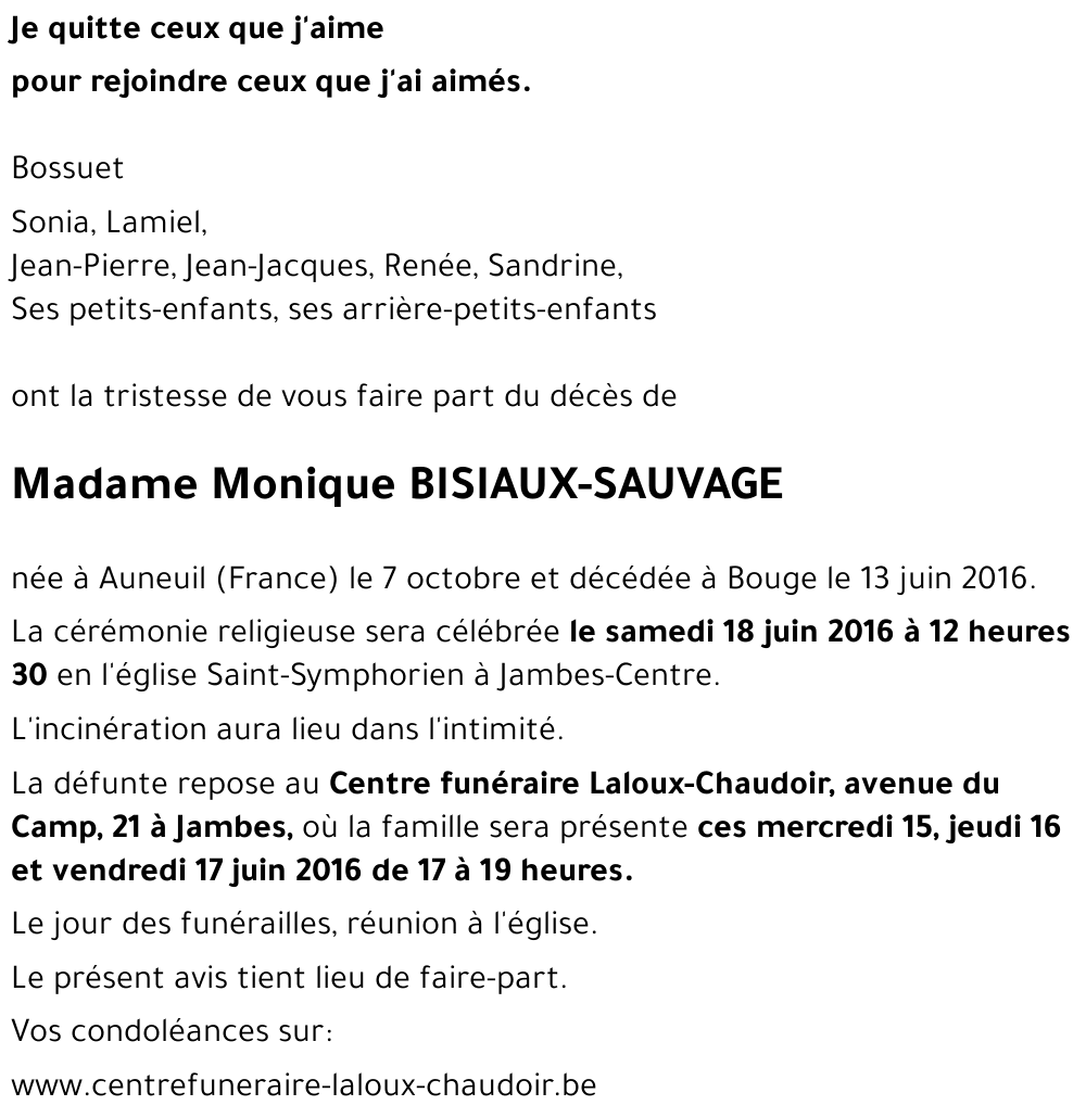 Monique BISIAUX-SAUVAGE