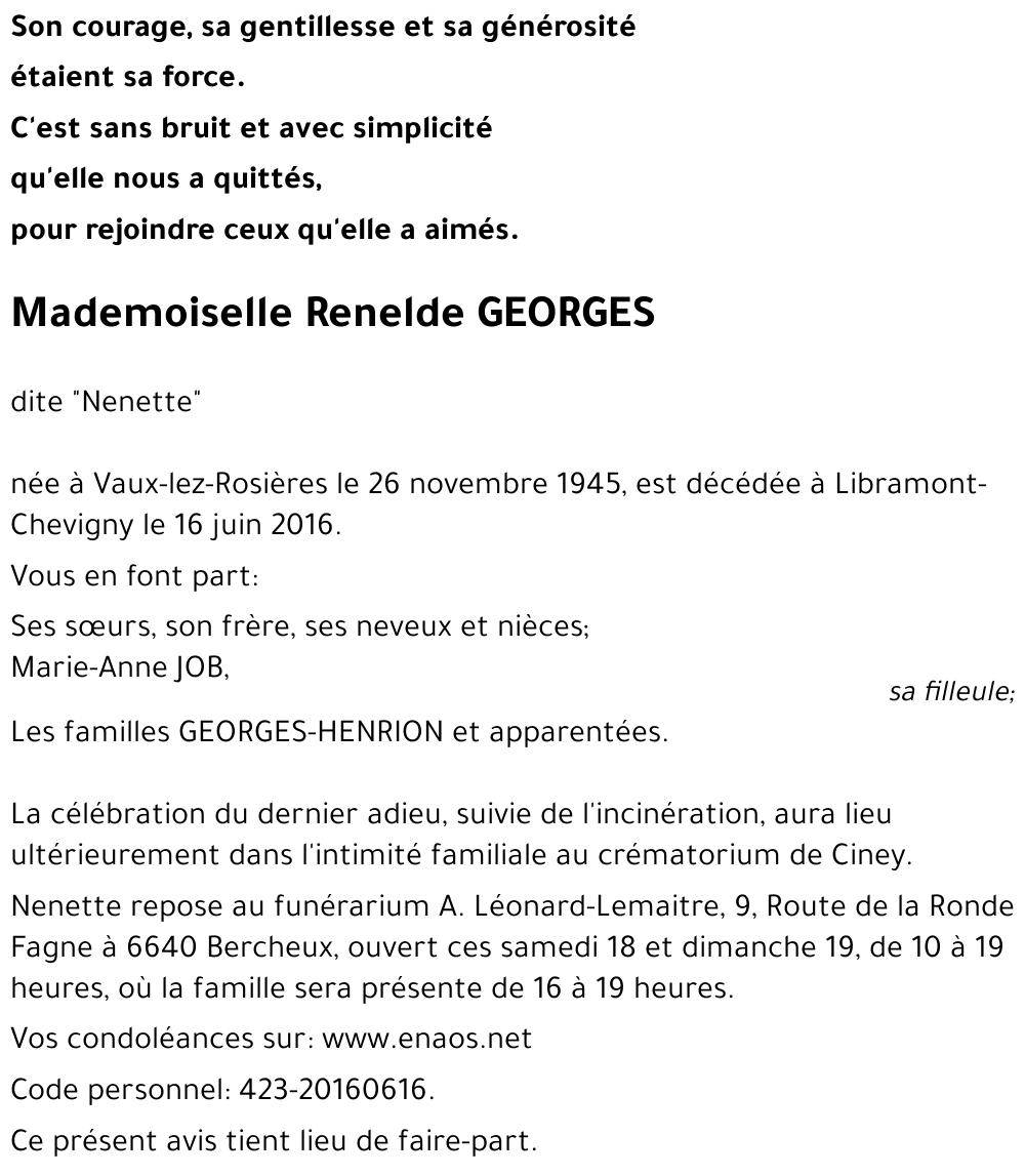 Renelde GEORGES