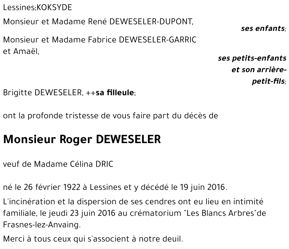 Roger DEWESELER
