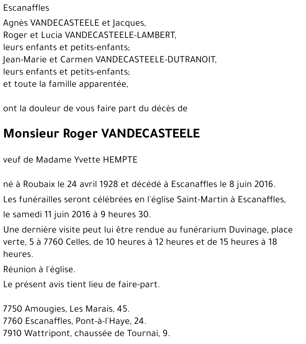 Roger VANDECASTEELE