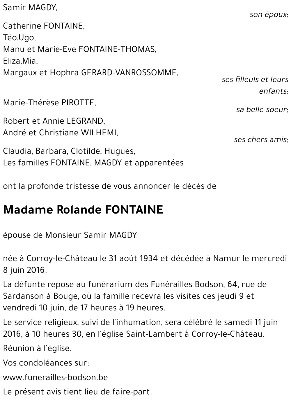 Rolande FONTAINE
