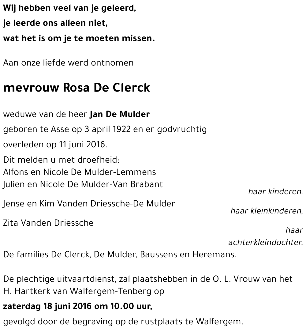 Rosa De Clerck