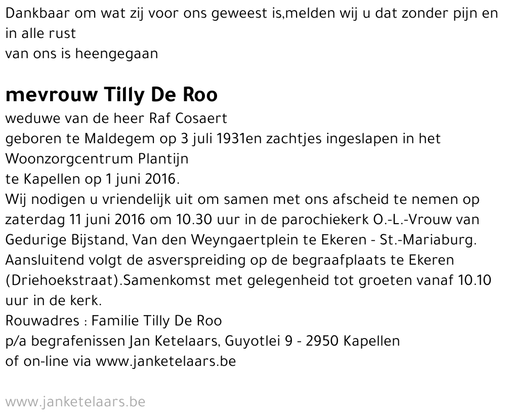 Tilly De Roo