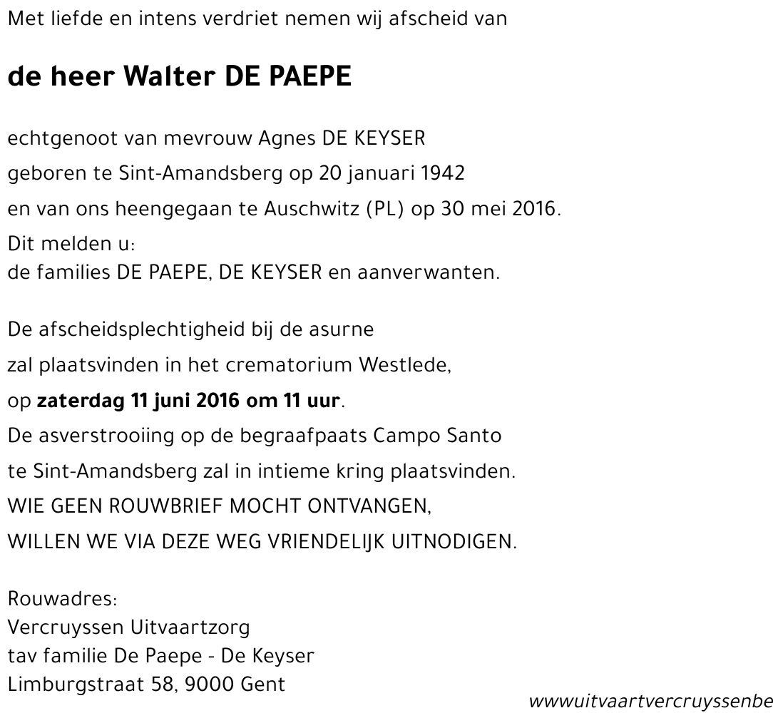 Walter DE PAEPE