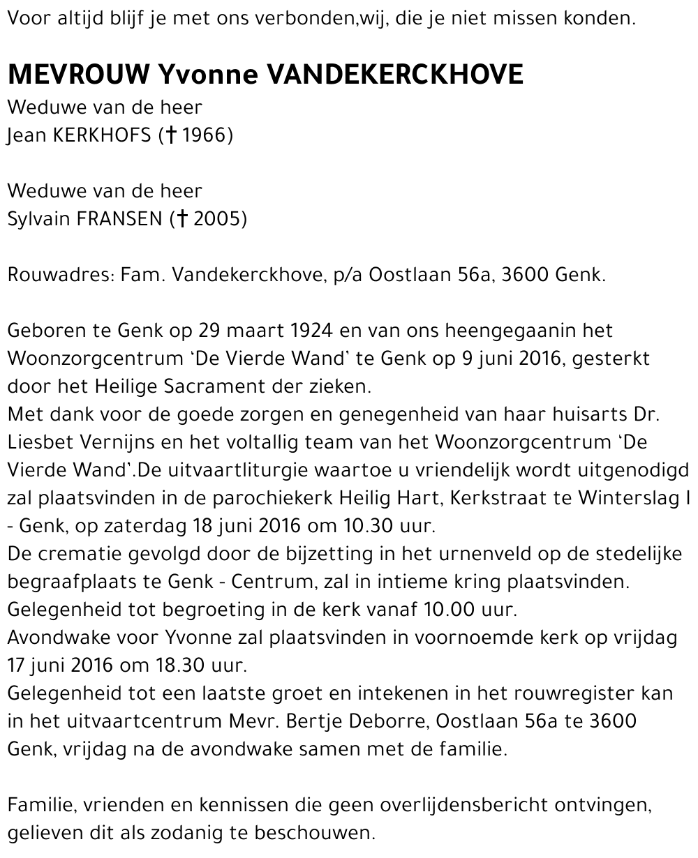 Yvonne VANDEKERCKHOVE