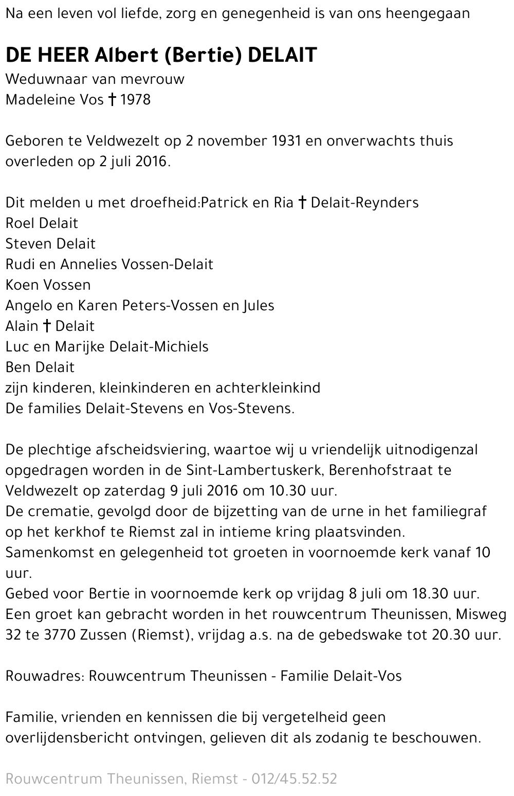 Albert (Bertie) Delait