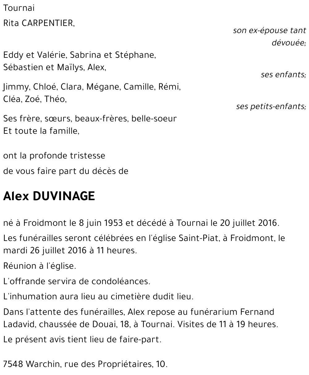 Alex DUVINAGE