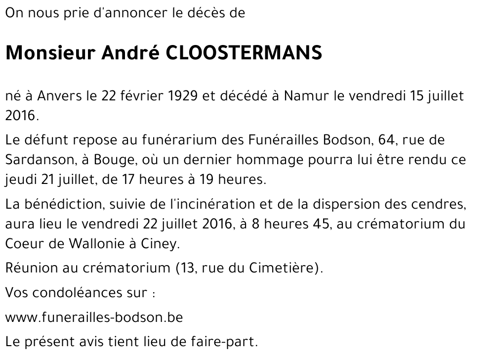 André CLOOSTERMANS