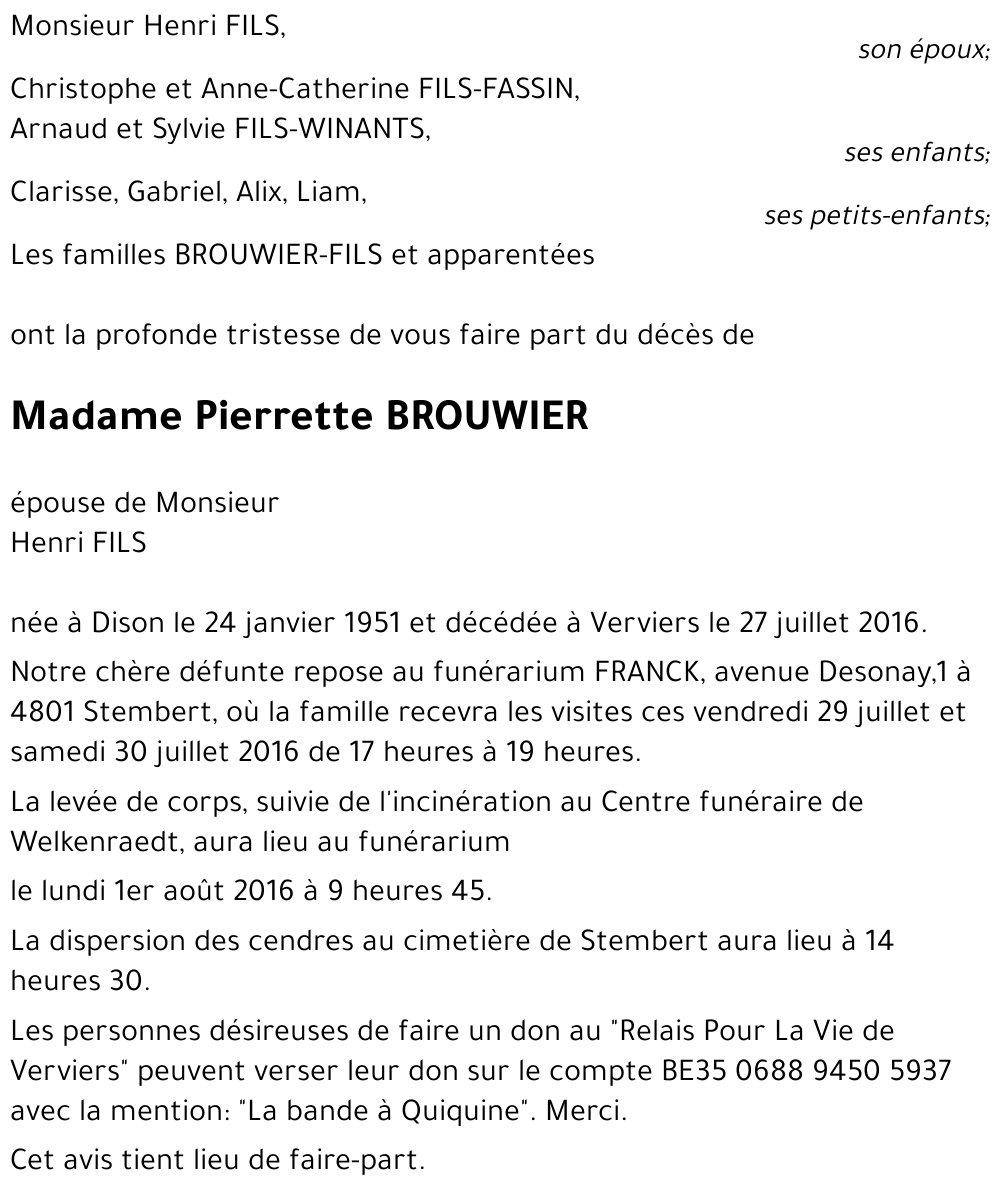 BROUWIER Pierrette