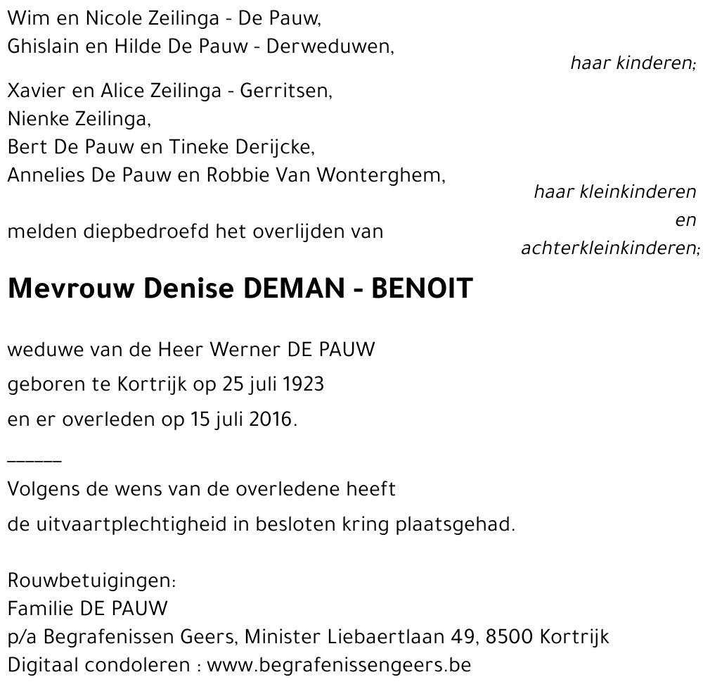 Denise DEMAN - BENOIT