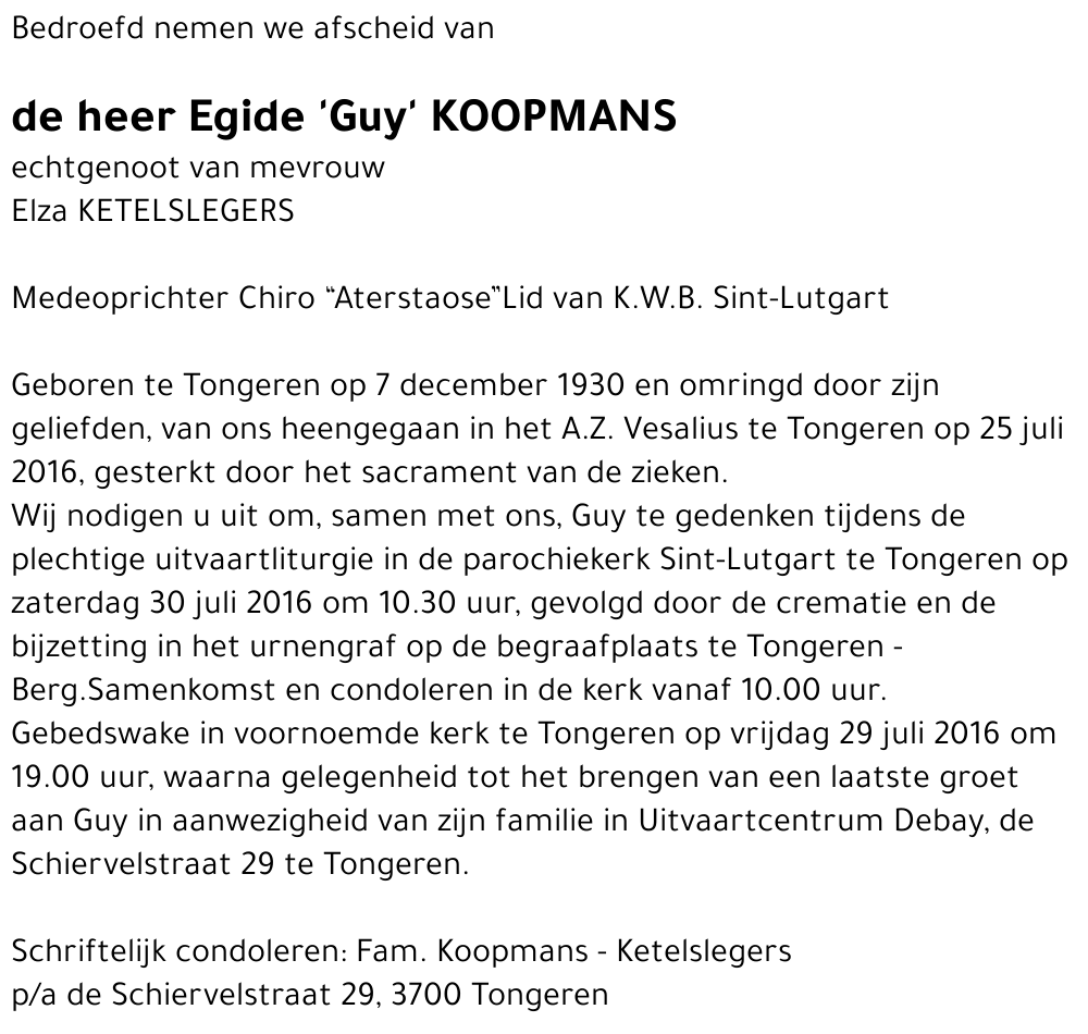 Egide 'Guy' KOOPMANS