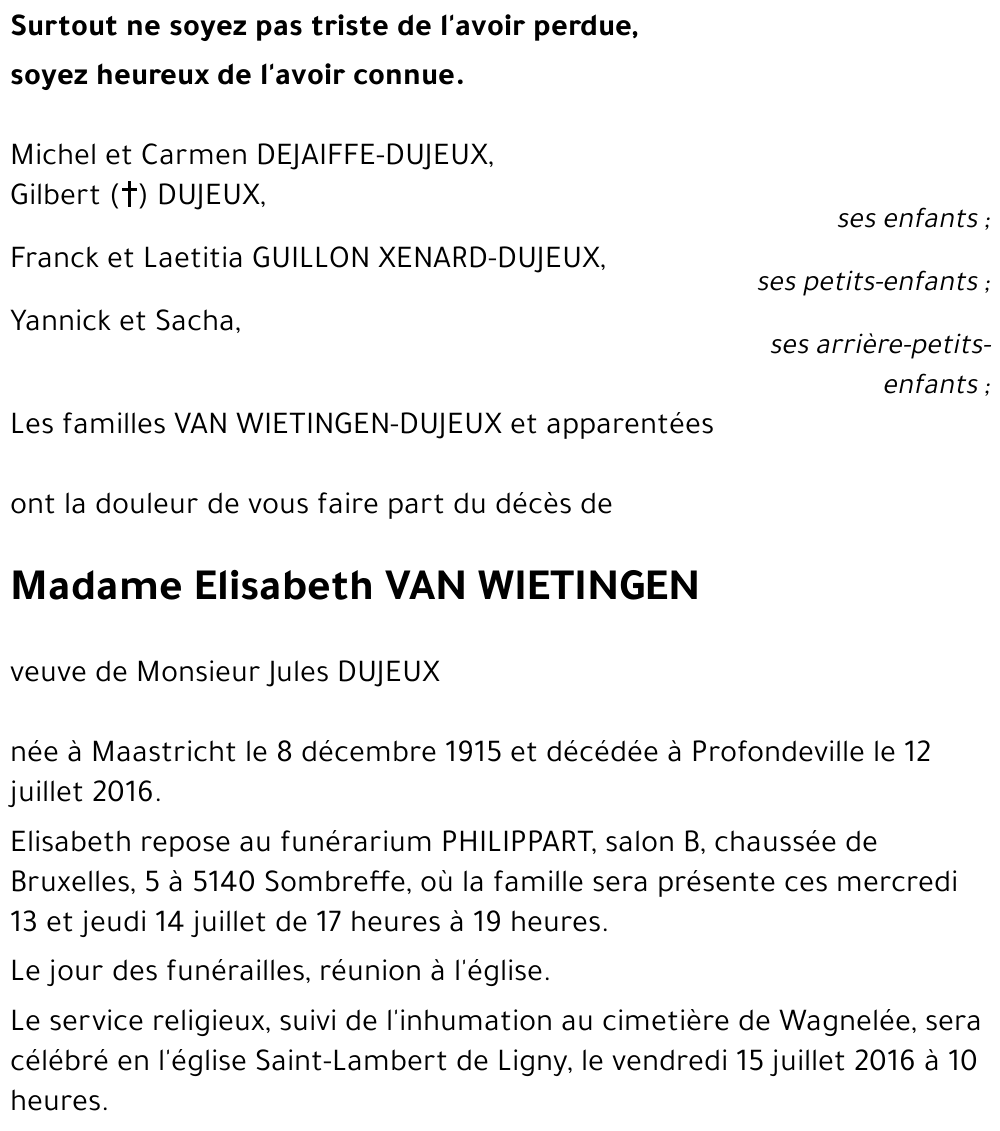 Elisabeth VAN WIETINGEN