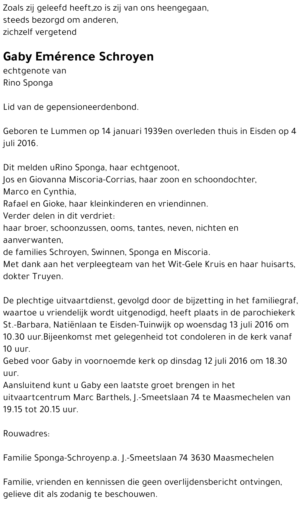 Gaby Emérence Schroyen