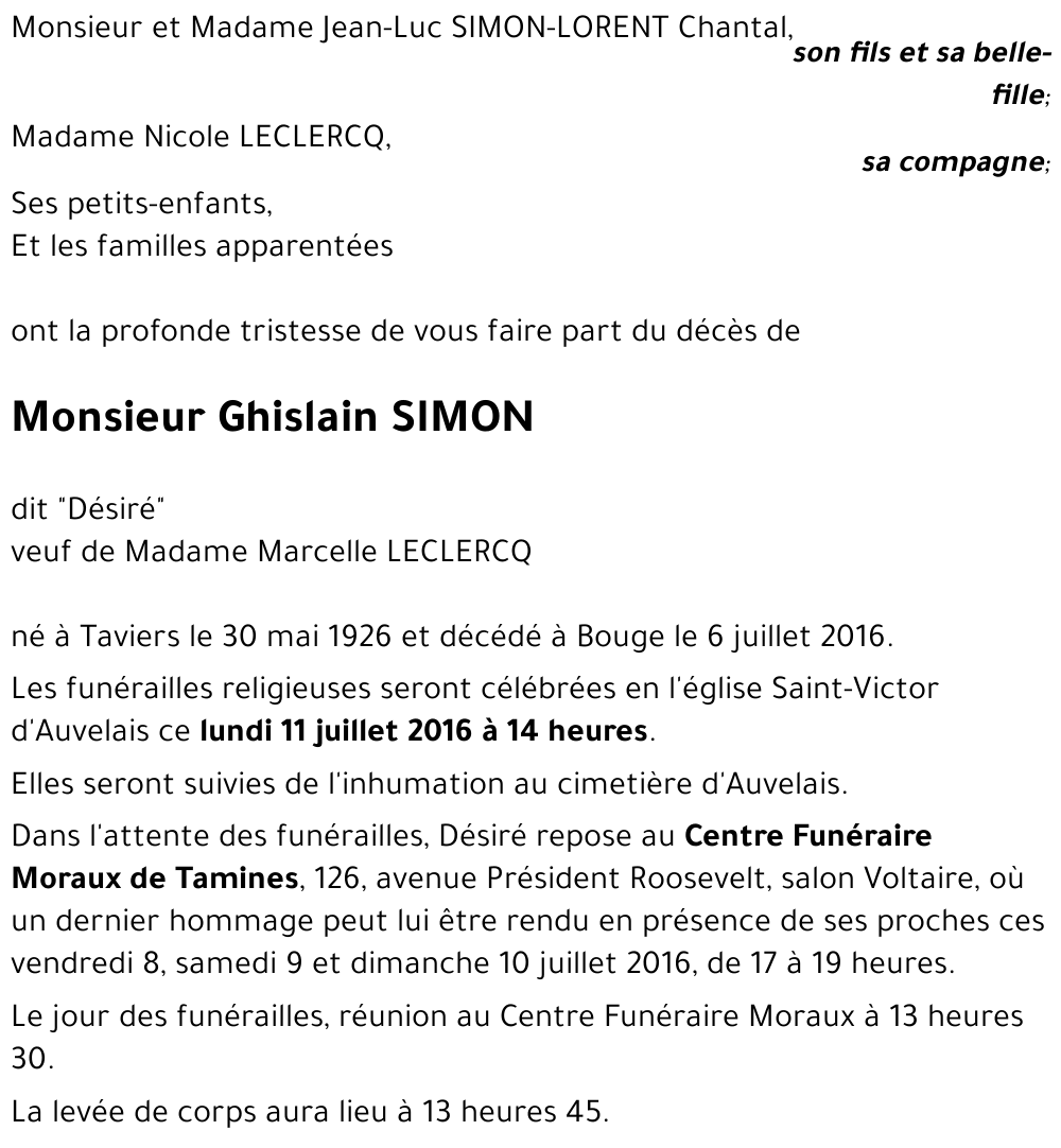 Ghislain SIMON (dit Désiré)