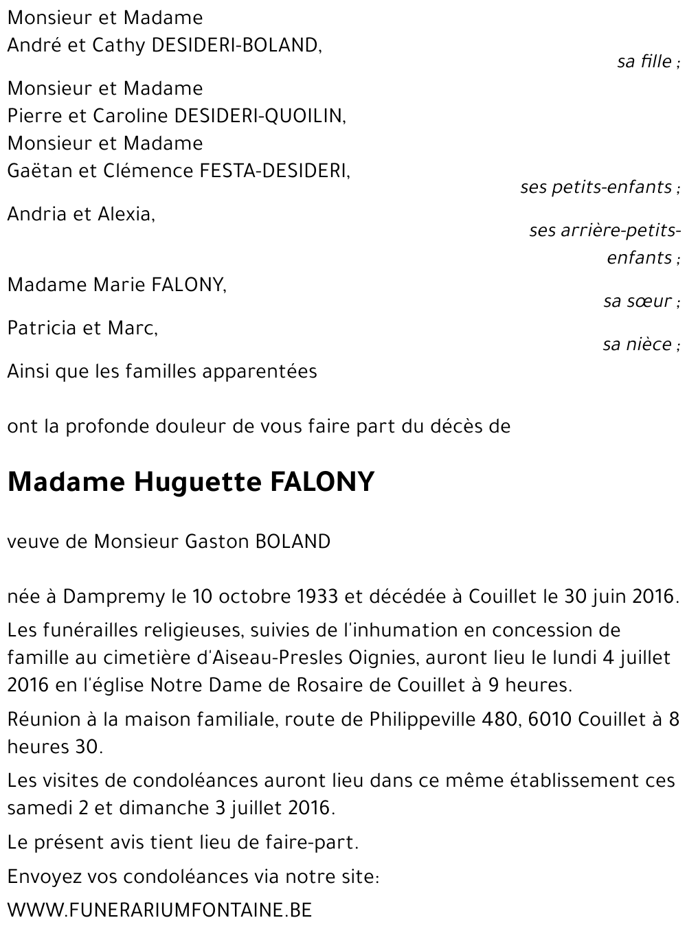Huguette FALONY
