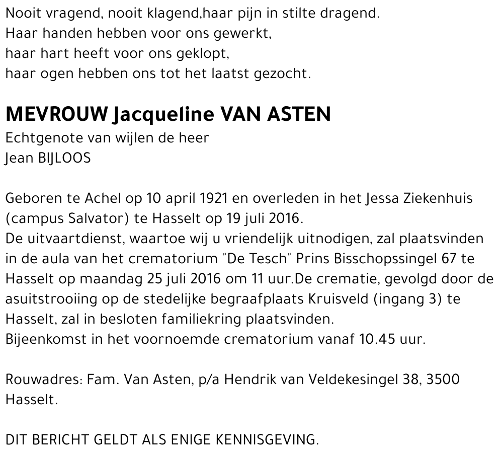 Jacqueline Van Asten